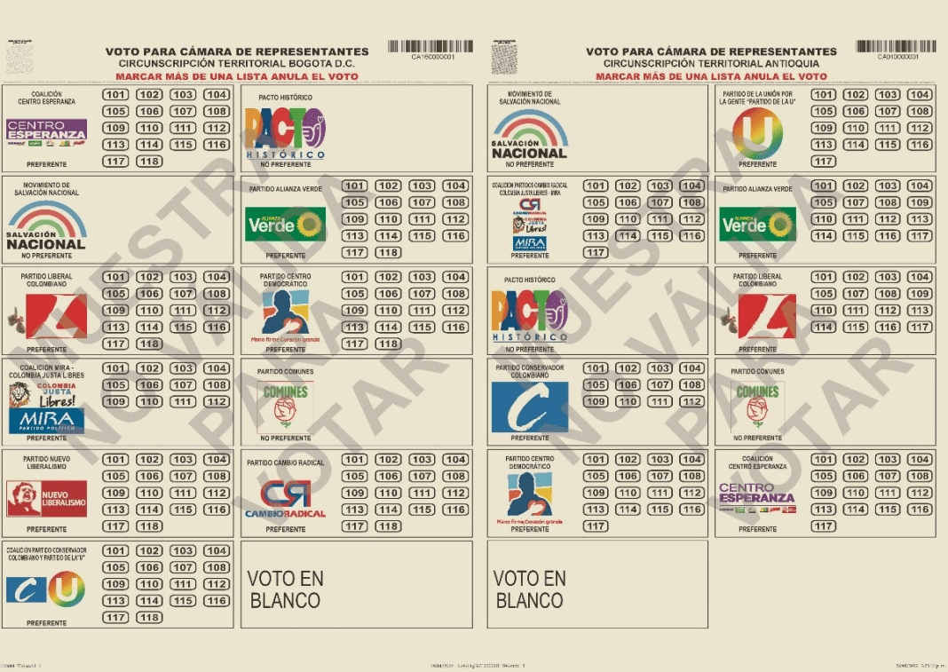 Listos tarjetones para votar en elecciones a Congreso de Colombia