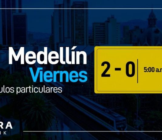 Númerospara el pico y placa viernes Medellín, primer semestre de 2023. Foto: Valora Analitik.