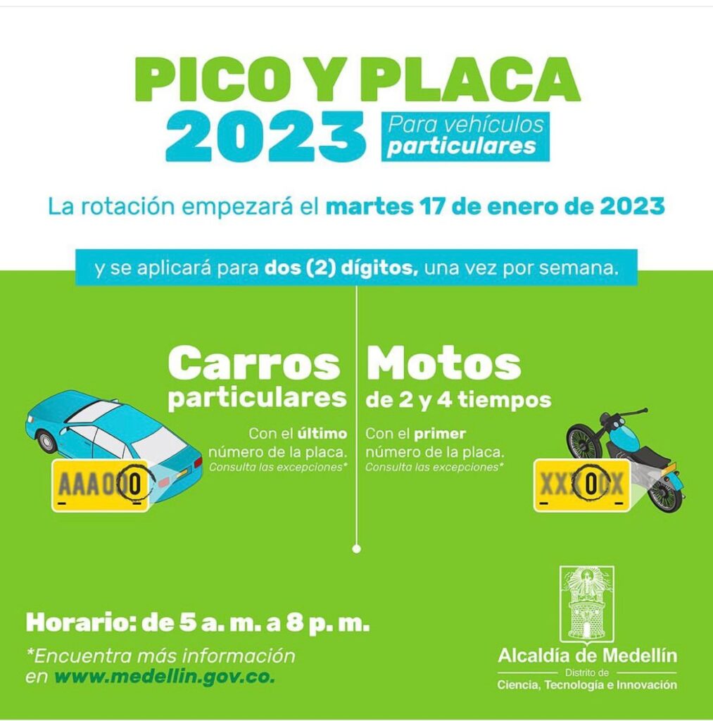 Nuevo pico y placa en Medellín para primer semestre de 2023