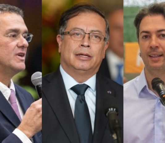 Expresidente de Bancolombia, Carlos Raúl Yepes; el presidente Gustavo Petro y el alcalde de Medellín, Daniel Quintero