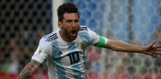 Lionel Messi celebra un gol con Argentina