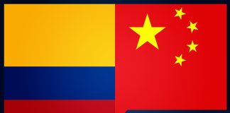 Banderas de Colombia y China