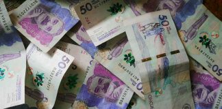 Imagen muestra billetes colombianos de $50.000