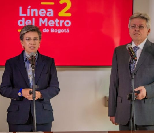 Claudia López y LEonidas Narváez segunda línea del metro de Bogotá