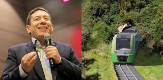 Carlos Amaya y tren de pasajeros de Boyacá a Bogota