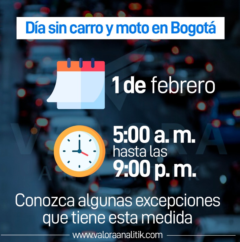 Confirmada fecha del primer día sin carro y sin moto en Bogotá