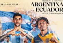 Argentina vs. Ecuador por los cuartos de final de la Copa América.