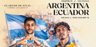 Argentina vs. Ecuador por los cuartos de final de la Copa América.