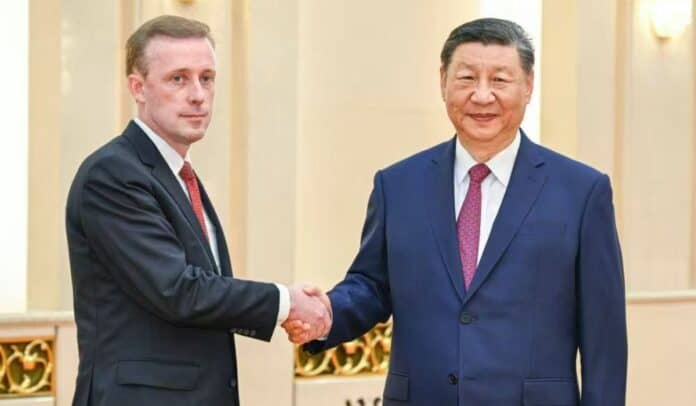 Jake Sullivan, asistente del presidente de Estados Unidos y el presidente de China, Xi Jinping