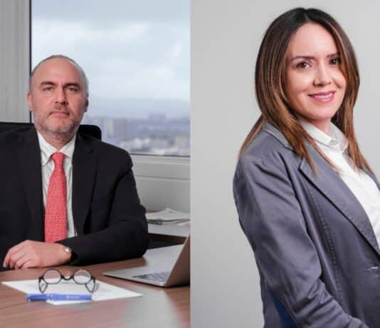 Juan Zambrano, CEO de Segura Bank y Liliana Perdomo, representante legal de Segura Bank en Colombia