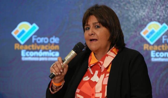 María Lorena Gutiérrez, presidenta de Grupo Aval, en un foro de reactivación