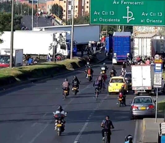 Vías afectadas por el paro camionero en Bogotá