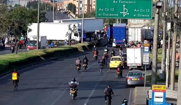 Vías afectadas por el paro camionero en Bogotá