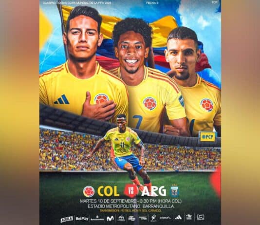 Colombia vs. Argentina este 10 de septiembre.