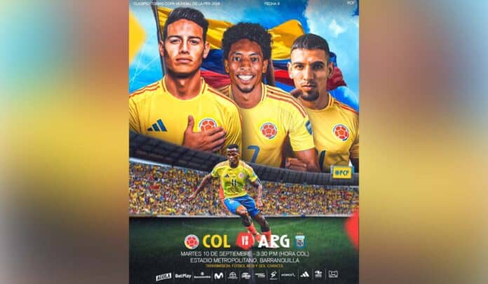 Colombia vs. Argentina este 10 de septiembre.