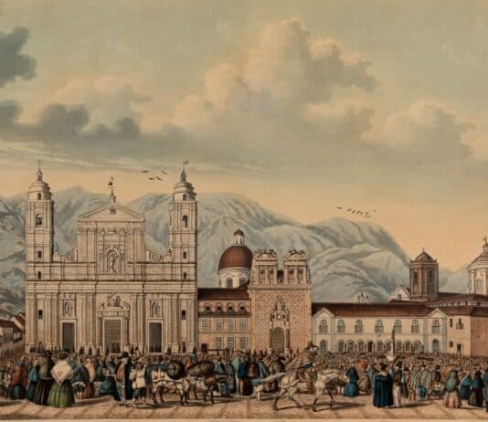 7. Cuadro de la Plaza de Bolívar. Bogotá Castillo, 1838.