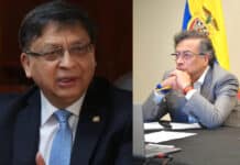 Presidente de la Corte Constitucional, Jorge Enrique Ibáñez y presidente Gustavo Petro.